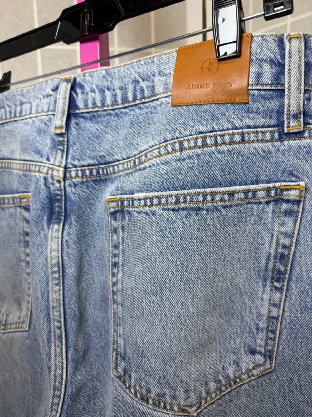 Anine Bing Light Blue Ripped woman’s Straight Jeans - Picture 6 of 7